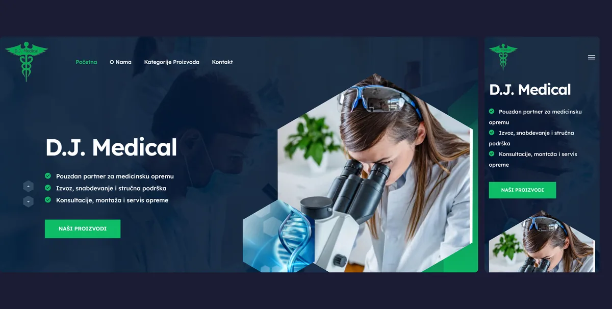 Sajt DJ Medical na računaru i telefonu